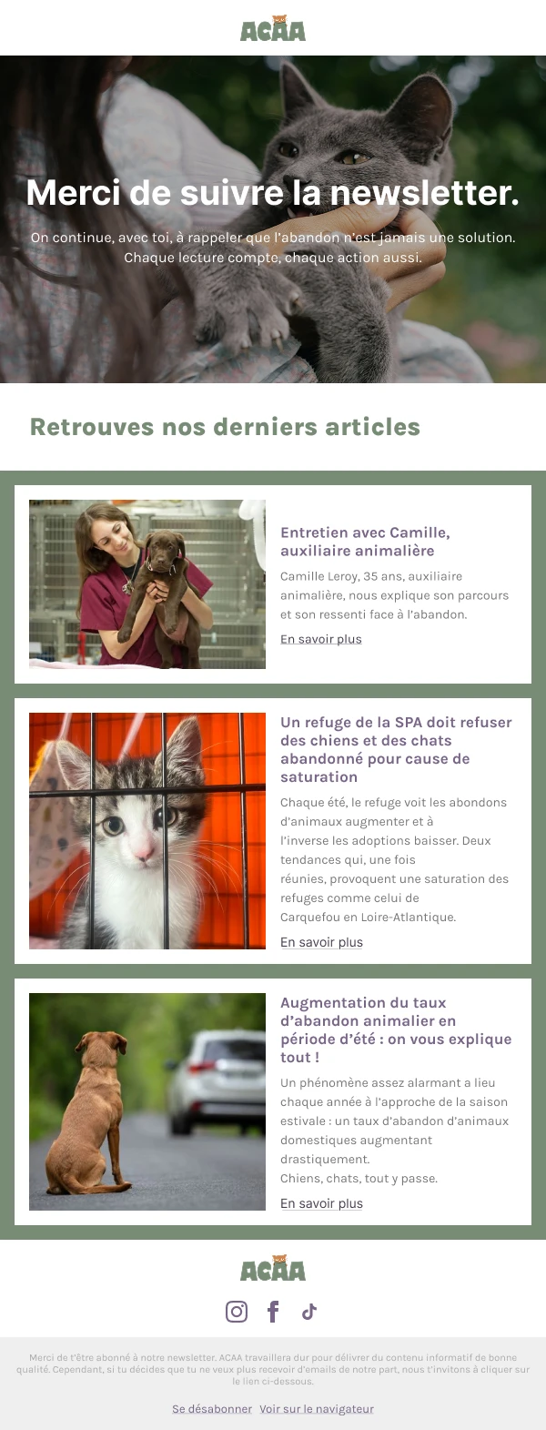 Newsletter Conseils Animaux