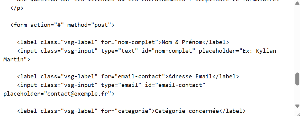 Formulaire de contact personnalisé