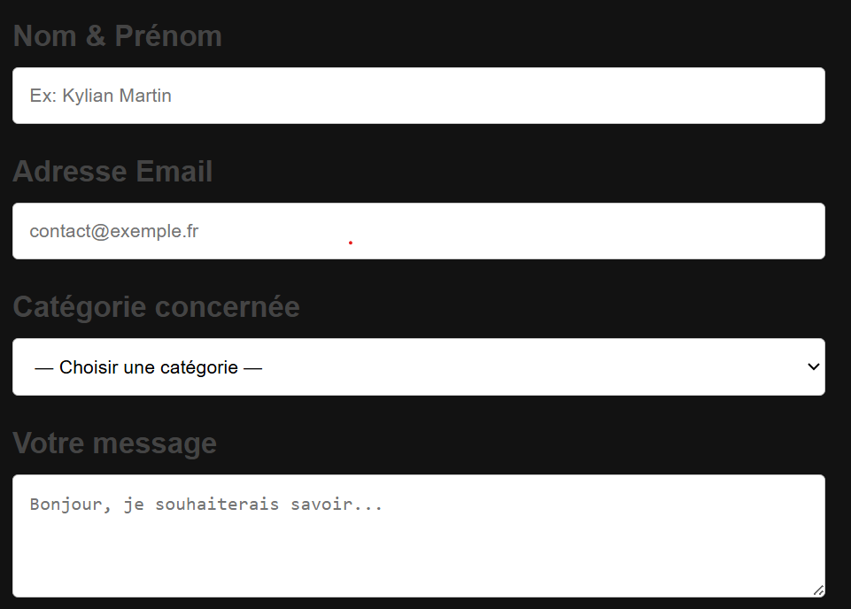 Formulaire de contact personnalisé